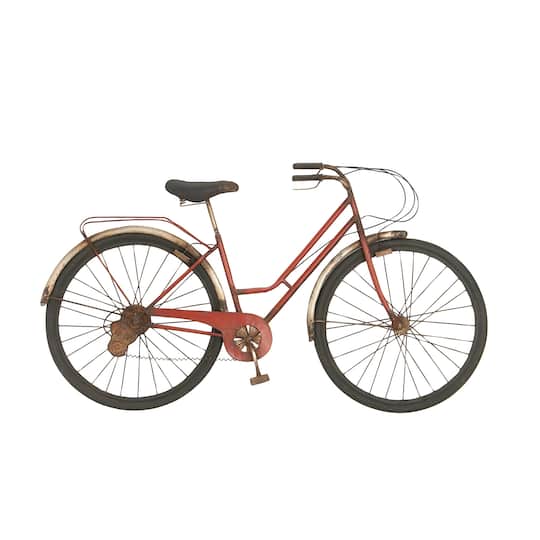 Red Rustic Metal Bicycle Wall Accent